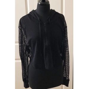 MESH HALF CROPPED HOODIE BLACK NWOT XXL PLUS SIZE